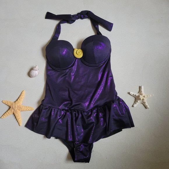 Hot Topic Girls' Purple Disney Villain Ursula One Piece Swimsuit - Picture 1 of 5